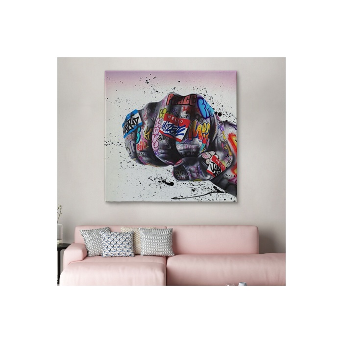 Sokak Graffiti Duvar Sanatı Kanvas Tablo, Banksy Renkli Graffiti Pop Art-5337