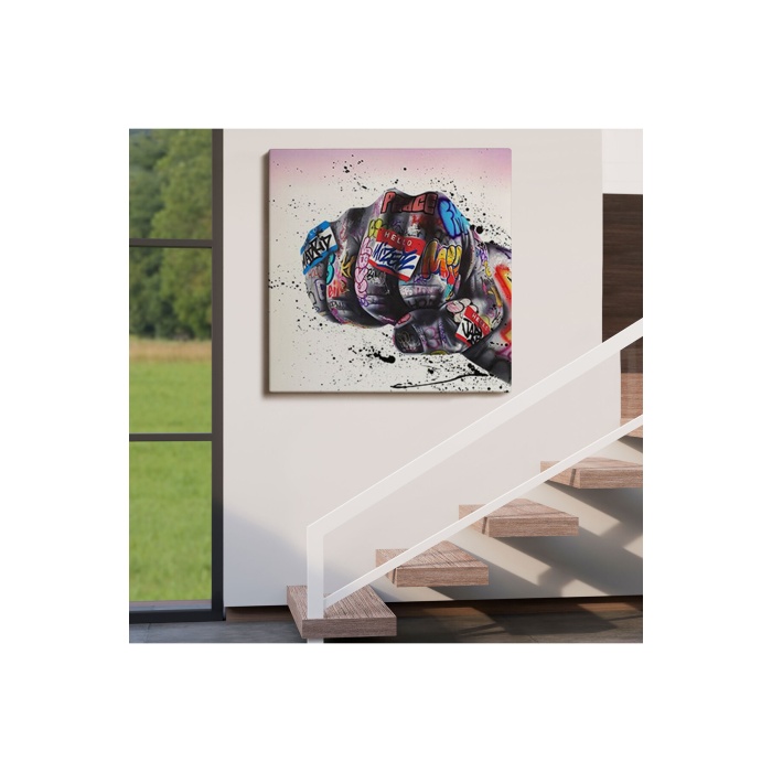 Sokak Graffiti Duvar Sanatı Kanvas Tablo, Banksy Renkli Graffiti Pop Art-5337