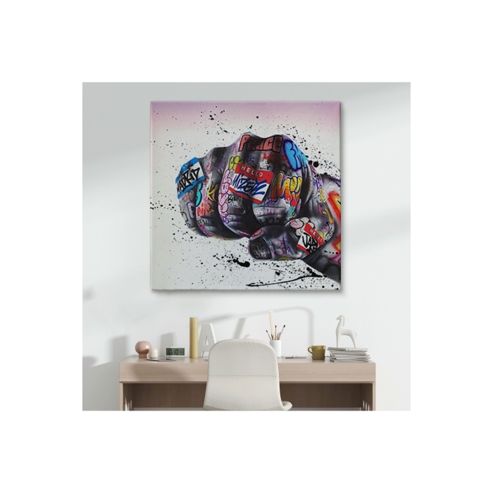 Sokak Graffiti Duvar Sanatı Kanvas Tablo, Banksy Renkli Graffiti Pop Art-5337
