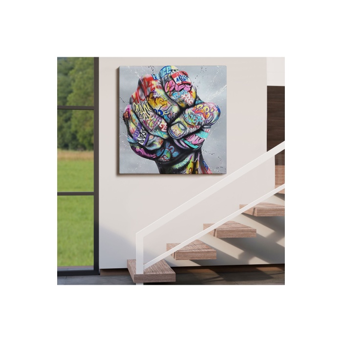 Sokak Graffiti Duvar Sanatı Kanvas Tablo, Banksy Renkli Graffiti Pop Art-5338