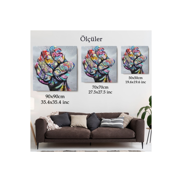 Sokak Graffiti Duvar Sanatı Kanvas Tablo, Banksy Renkli Graffiti Pop Art-5338