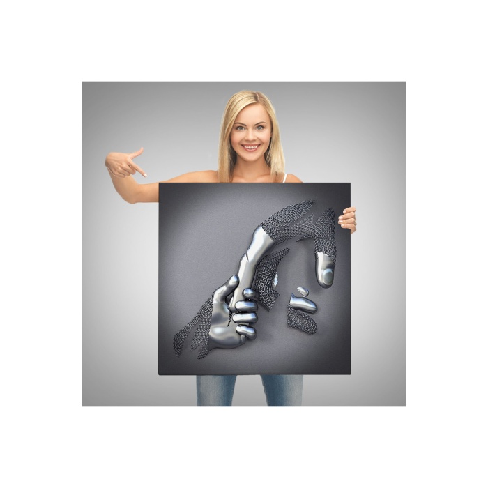 Metalik Efektli 3d Kanvas Poster, Modern Duvar Dekoru, Gümüş Kanvas Tablo-5357
