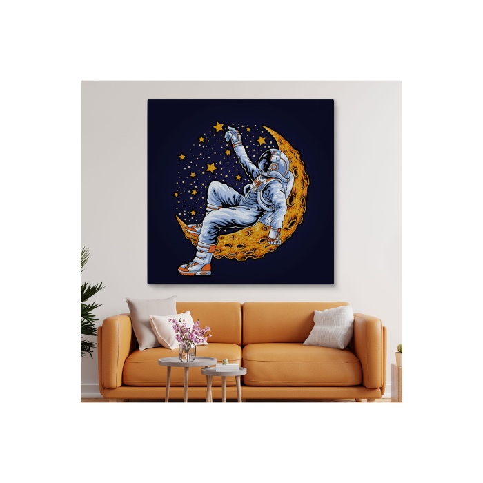 Ayda Dinlenen Astronot Kanvas Tablo-5099