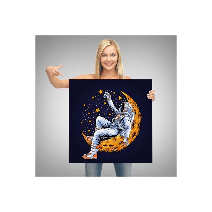 Ayda Dinlenen Astronot Kanvas Tablo-5099