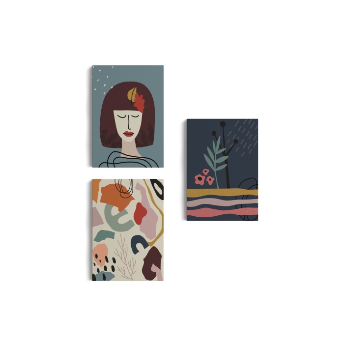 Çağdaş, Modern, Soyut Pastel 3 Lü Duvar Tabblo Seti-ah-8
