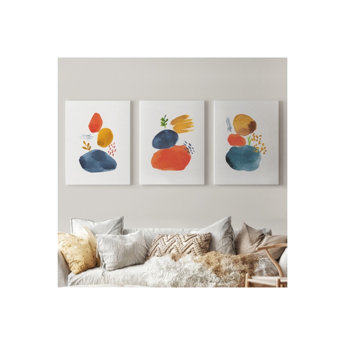 Suluboya Şekilleri Soyut Sanat Dekoratif Tablo Seti-aö-15
