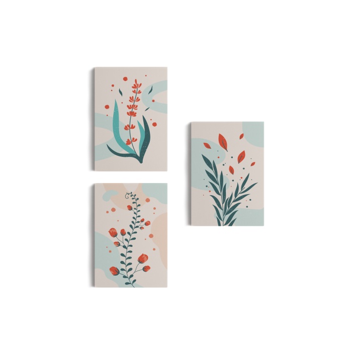 3’lü Tablo Modern Sanat Posterleri Yaz Çiçek Koleksiyonu Dekoratif Duvar Tablo Seti-aü-22
