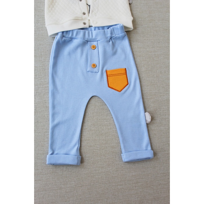 Rabbit Şhow Nakışlı Kapşonlu Ceket Uzun Kollu Sweat Erkek Bebek 3lü Takım