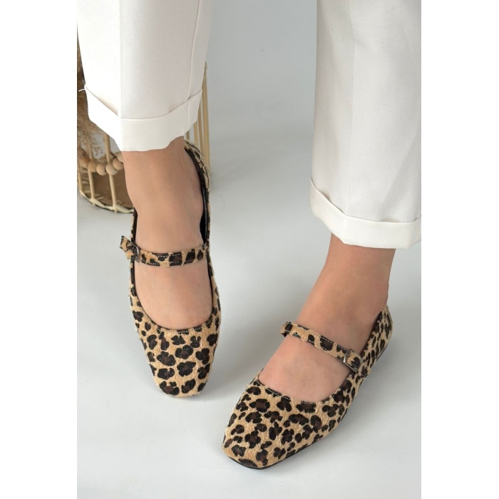 Linni Leopar Süet Babet Ayakkabı