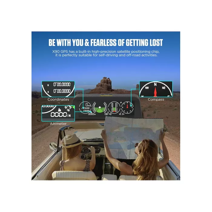 X90 GPS Hız, Eğim Ölçer, Pusula HUD