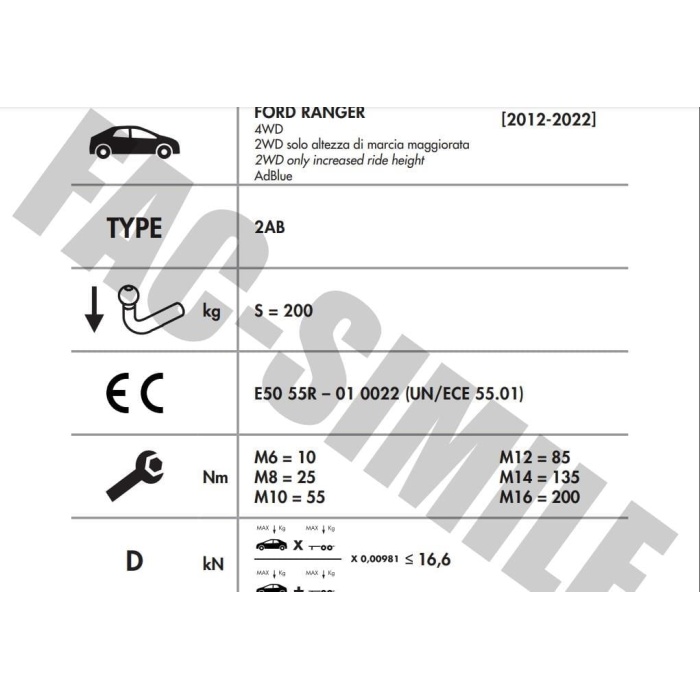 FORD RANGER 2012-2022  ARASI ÇEKİ DEMİRİ