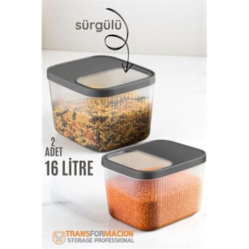 Turk Erzak Bakliyat Kutusu Sürgülü Kapak Saklama Kabı 16 Litre 2 ADET