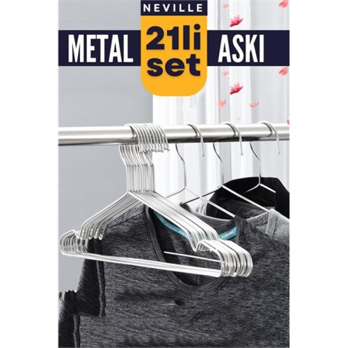 Turk Neville 21 Adet Metal Askı Seti