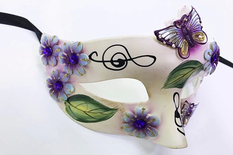 Leaf Model Butterfly Embroidered Christmas Party Mask Purple Color