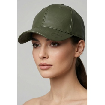 Kadın Suni Deri Şapka 010195 - Haki