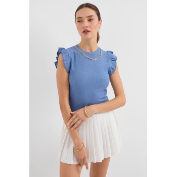 0430 Örme Bluz - İndigo