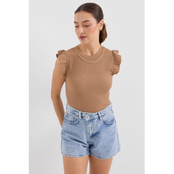 0430 Örme Bluz - Camel