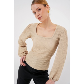 0442 Uzun Kollu Bluz - Bisküvi