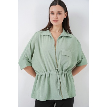 Fermuarlı Kadın Gömlek 0721 - Mint