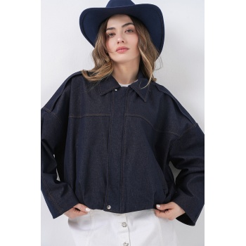 Kadın Kot Bomber Ceket 0737 - Lacivert