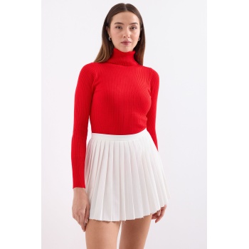 10311 Balıkçı Yaka Triko Kazak - Kırmızı