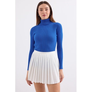 10311 Balıkçı Yaka Triko Kazak - Saks