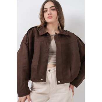 Kadın Kahverengi Oversize Süet Ceket 1055