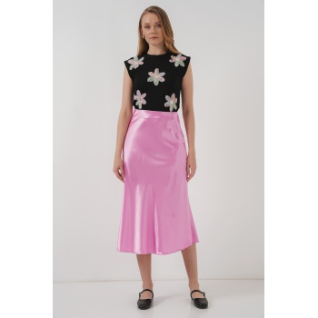 15806 Saten Etek - Pembe