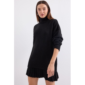 15891 Kazak Etek Triko İkili Takım - Siyah