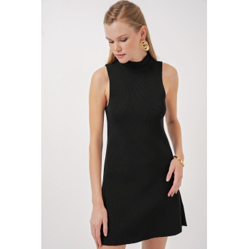 15906 Sıfır Kol Mini Triko Elbise - Siyah