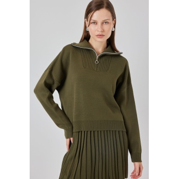 Kadın Kazak Etek İkili Takım 15938 - Haki