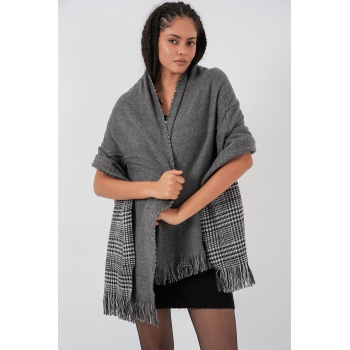 Kadın Yumuşak Dokulu Kalın Şal Atkı 15951 - Antrasit