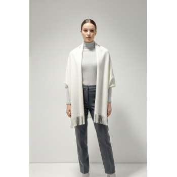 Kadın Yumuşak Dokulu Kalın Şal Atkı 15951 - B.Beyaz