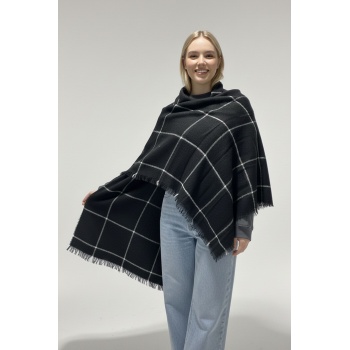 Kadın Yumuşak Dokulu Kalın Şal Atkı 15951 - Y.Siyah