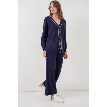 Kadın Hırka Pantolon Triko İkili Takım 15956 - Lacivert