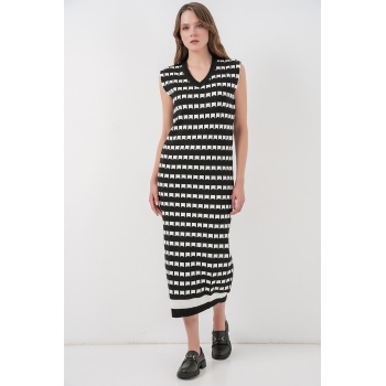 Kadın Uzun Triko Süveter 15961 - D. Siyah