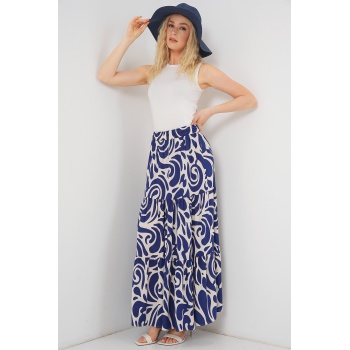 1898 Desenli Uzun Etek - F.Lacivert