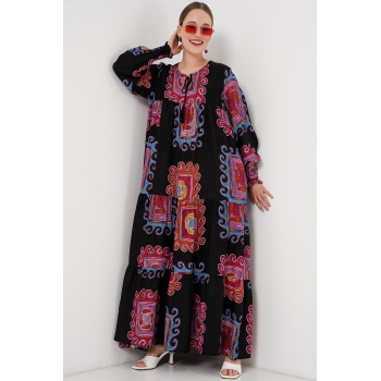 1947 Desenli Uzun Elbise - M. Kırmızı