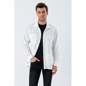 20193 Oversize Erkek Gömlek - Beyaz