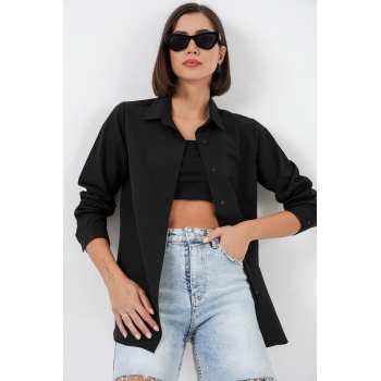 Kadın Uzun Kol Basic Gömlek 20279 - Siyah