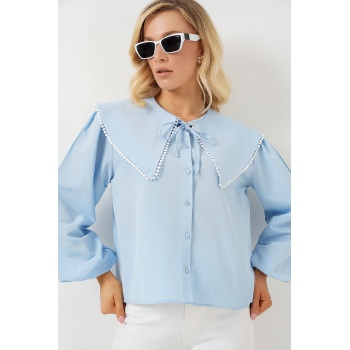 Kadın Bebe Yaka Gömlek 20314 - Mavi