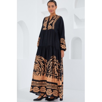 Kadın Siyah Vizon Viskon Tesettür Elbise 2423