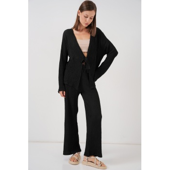 Kadın Örme Bluz Pantolon İkili Takım 30052 - Siyah