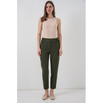 Kadın Beli Lastikli Kumaş Pantolon 30058 - Haki