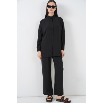 Kadın Gömlek Pantolon İkili Takım 30063 - Siyah