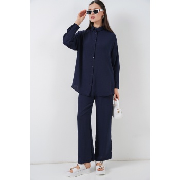 Kadın Gömlek Pantolon İkili Takım 30063 - Lacivert