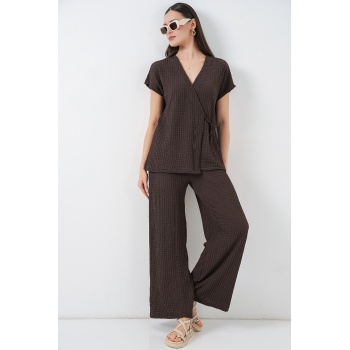 Kadın Örme İkili Takım 30064 - Kahverengi