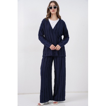 Kadın Örme Kimono Pantolon İkili Takım 30067 - Lacivert