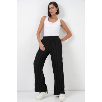 Kadın Dokulu Esnek Örme Pantolon 30077 - Siyah