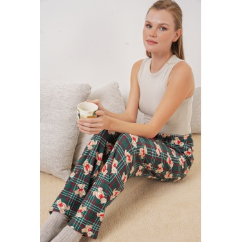 4323 Desenli Pijama Altı - Zümrüt Yeşili